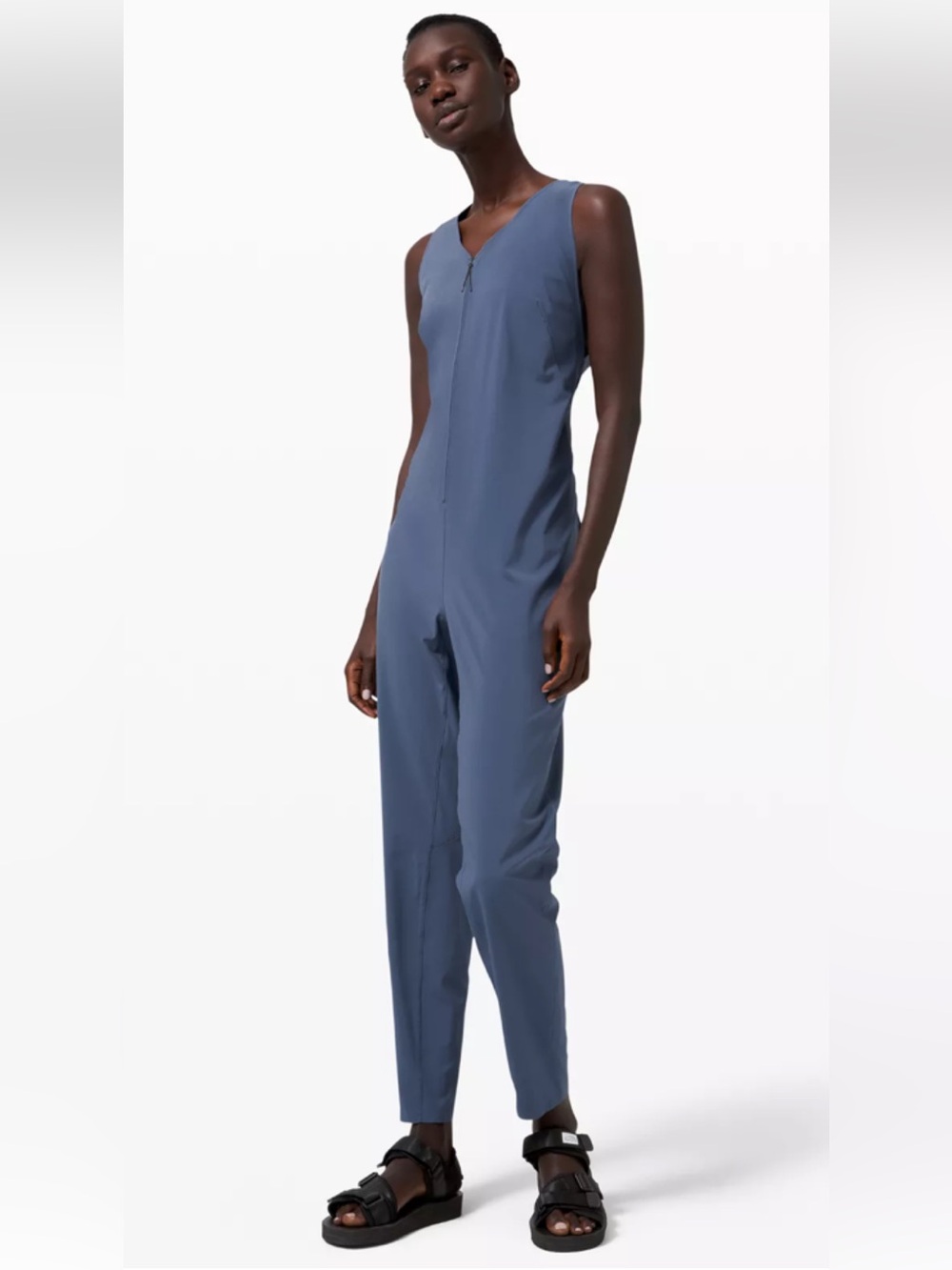 Lululemon Lab Vindur Jumpsuit Womens Size 10 One piece Ink Blue zip Workout Gym